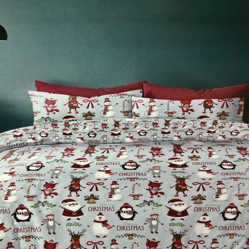 Pościel Podwójna Wesołych Świąt w kolorze beżowo-złotym